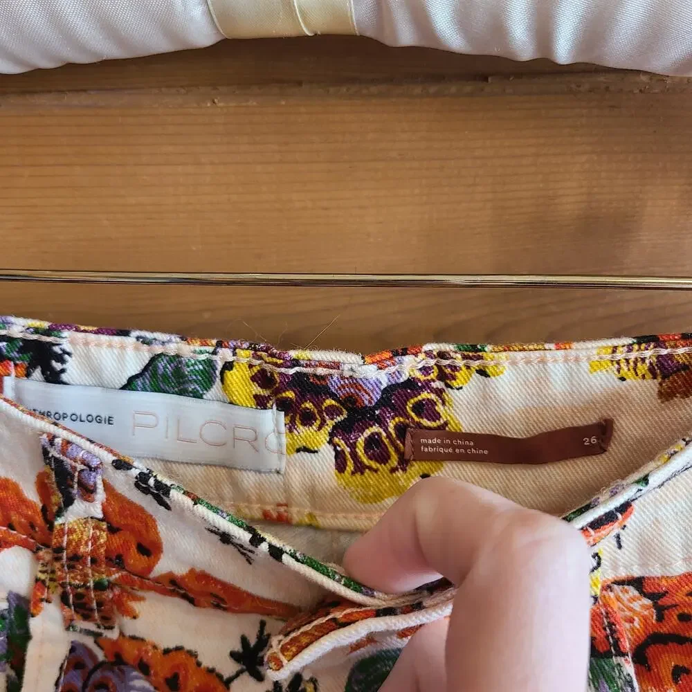 Anthropologie Cigarette Jean Floral Pilcro High Rise 26 Cottagecore Garden NWT - Picture 6 of 6